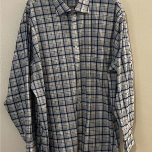 Michael Kors Blue and White Plaid Button Down Shirt